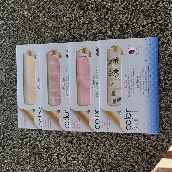 Color Street Pedicure Real Nail Polish Strips, Set of 4, Pinks Nudes - Picture 2 of 7